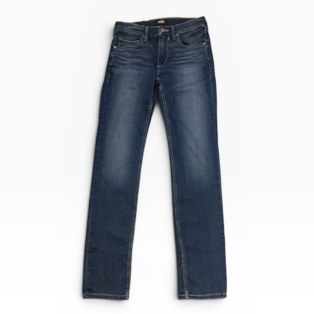 Paige Lennox Slim Fit Jeans Mens 28x32.5 Dark Wash Denim Stretch Pants Whiskered